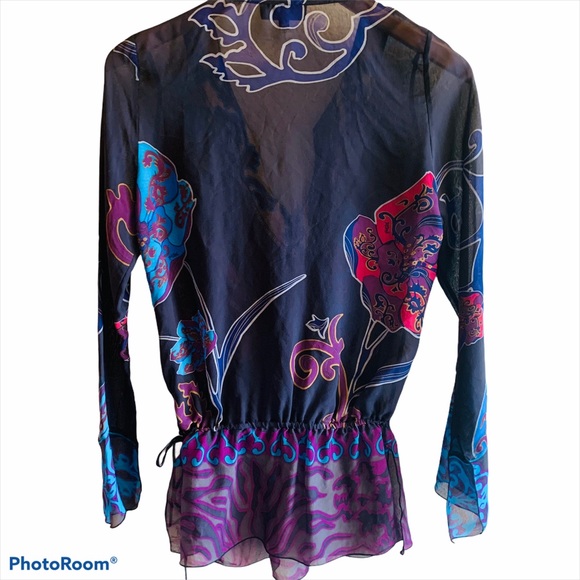 HALE BOB Silk Chiffon Jeweled Tunic Top - Picture 3 of 11